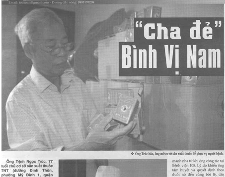 Các bài báo về Thầy thuốc Trịnh Ngọc Trúc và Sản phẩm đặc trị dạ dày Bình Vị Nam