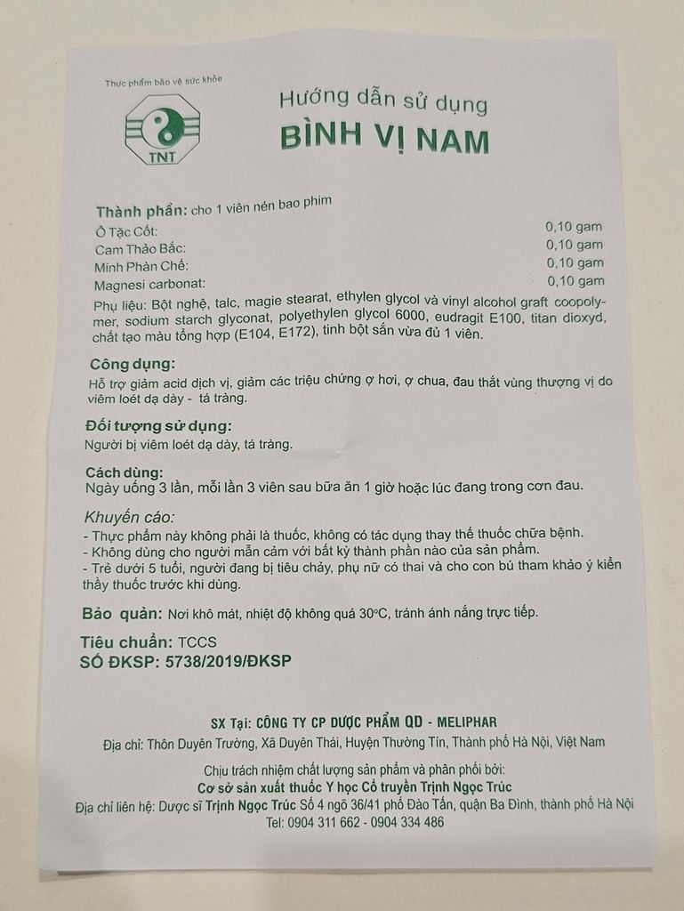 Hướng dẫn sử dụng Bình Vị Nam