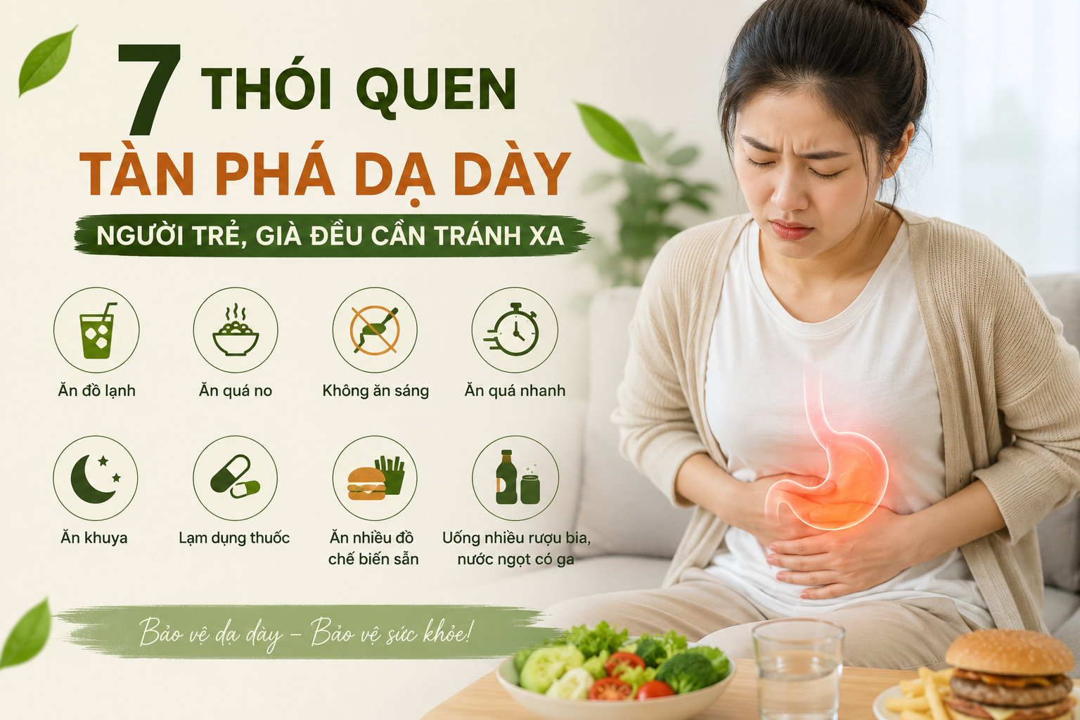 7 thói quen gây hại dạ dày bạn cần tránh ngay