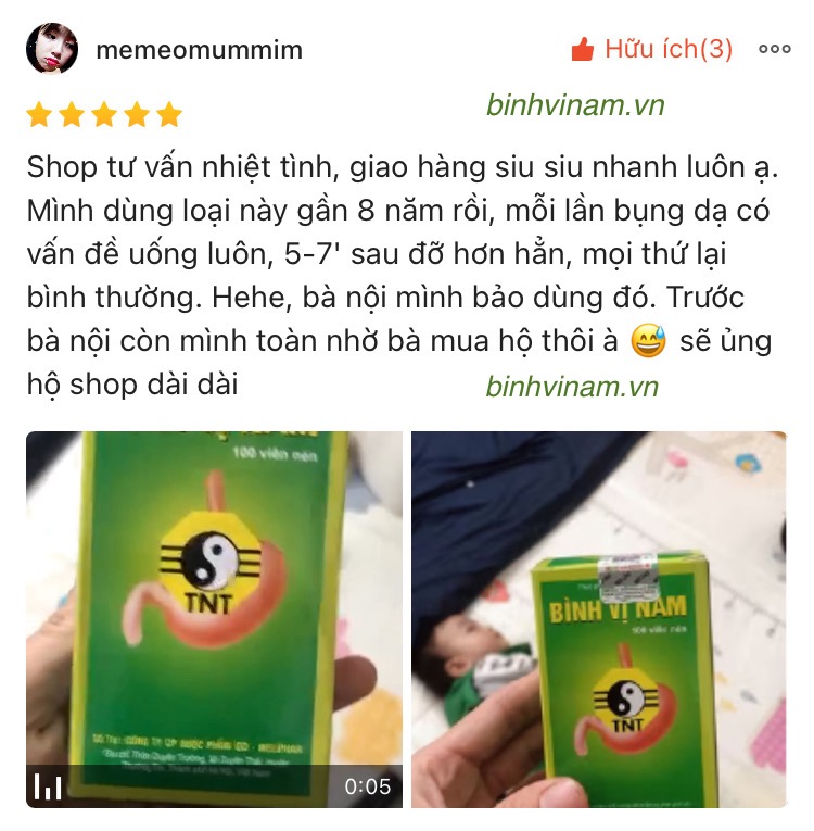 Khách hàng chia sẻ đã dùng Bình Vị Nam lâu năm