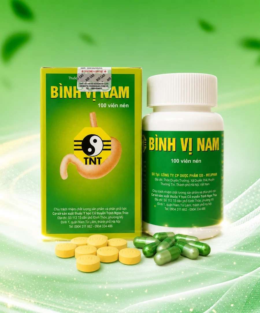 Bình vị nam viên nén viên nang nền xanh
