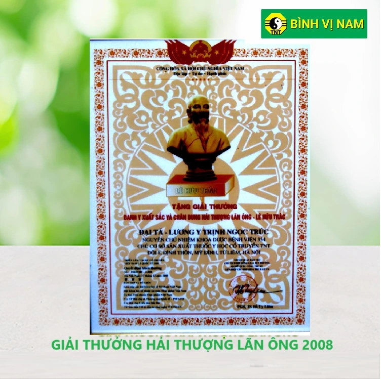 Giấy chứng nhận giải thưởng Hải thượng Lãn Ông