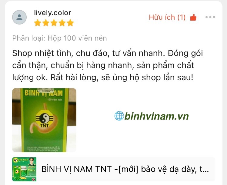 Khách hài lòng Bình Vị nam